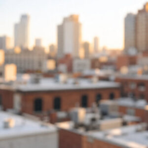Softly blurred urban rooftop background