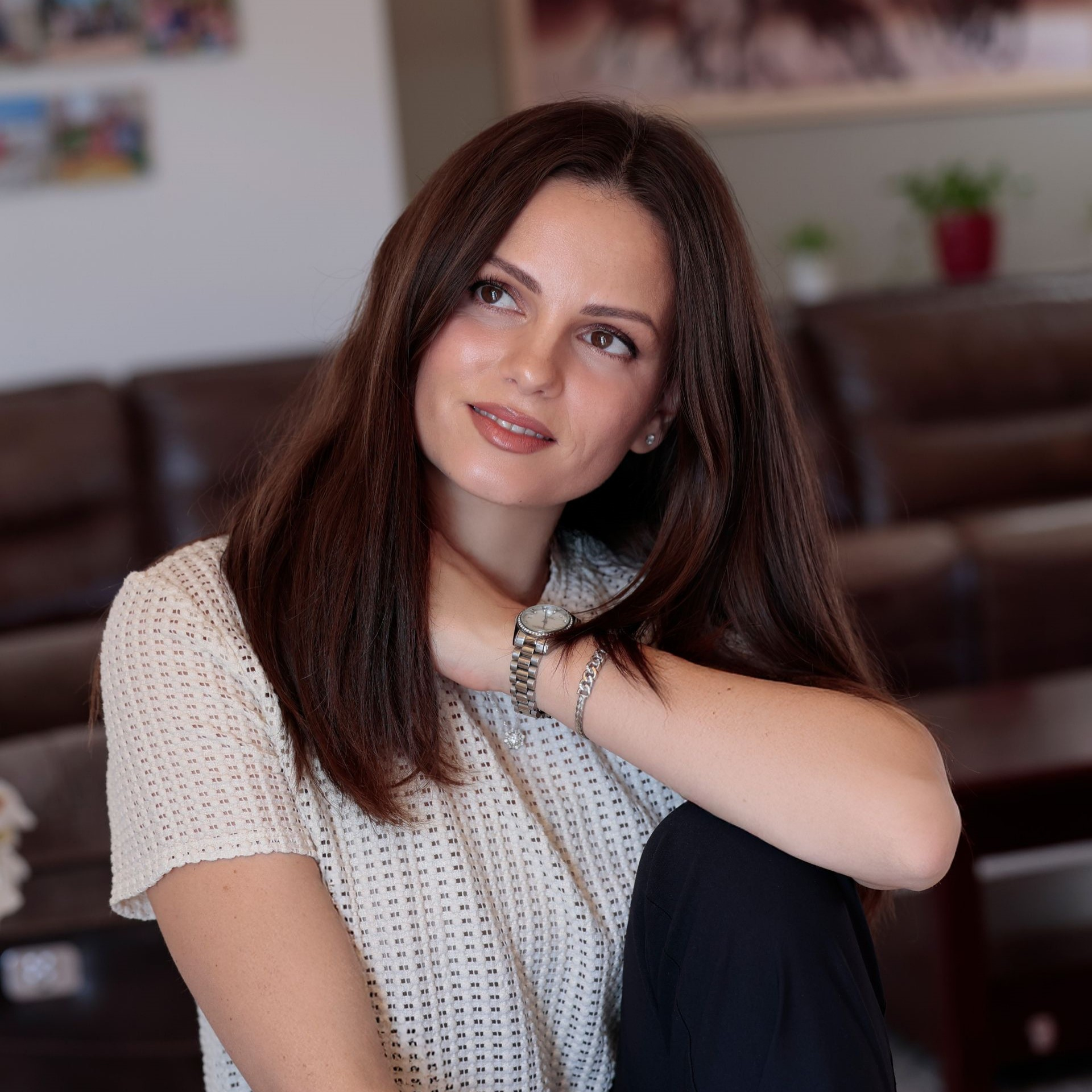 woman with long brown hair